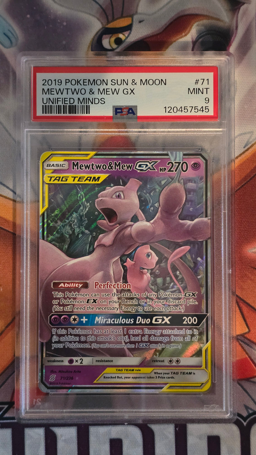Mewtwo & Mew GX TAG TEAM #71 – Unified Minds (EN) 2019 – PSA 9 MINT