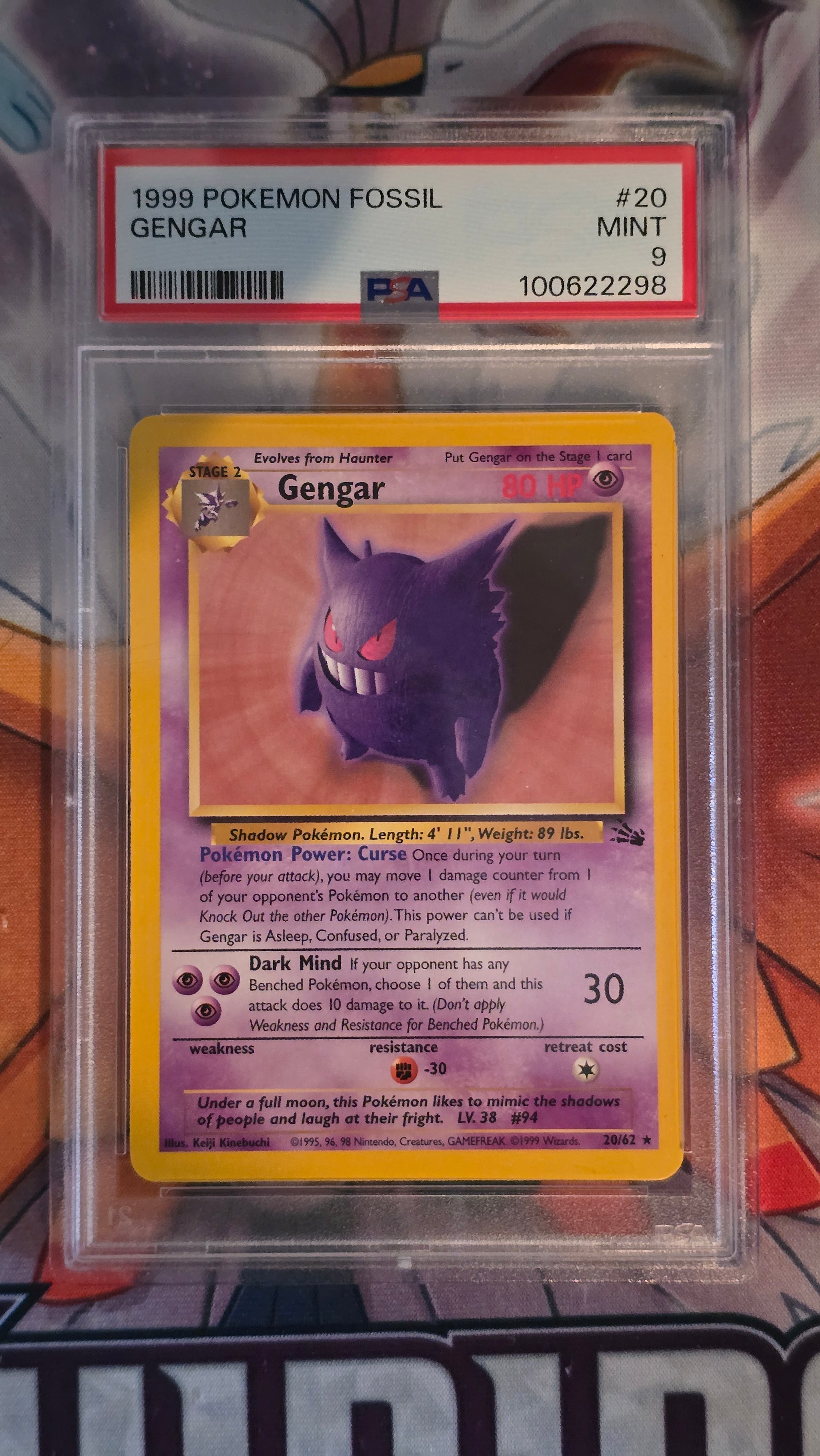 Gengar  #20/62 – Fossil (EN) 1999 – PSA 9 MINT
