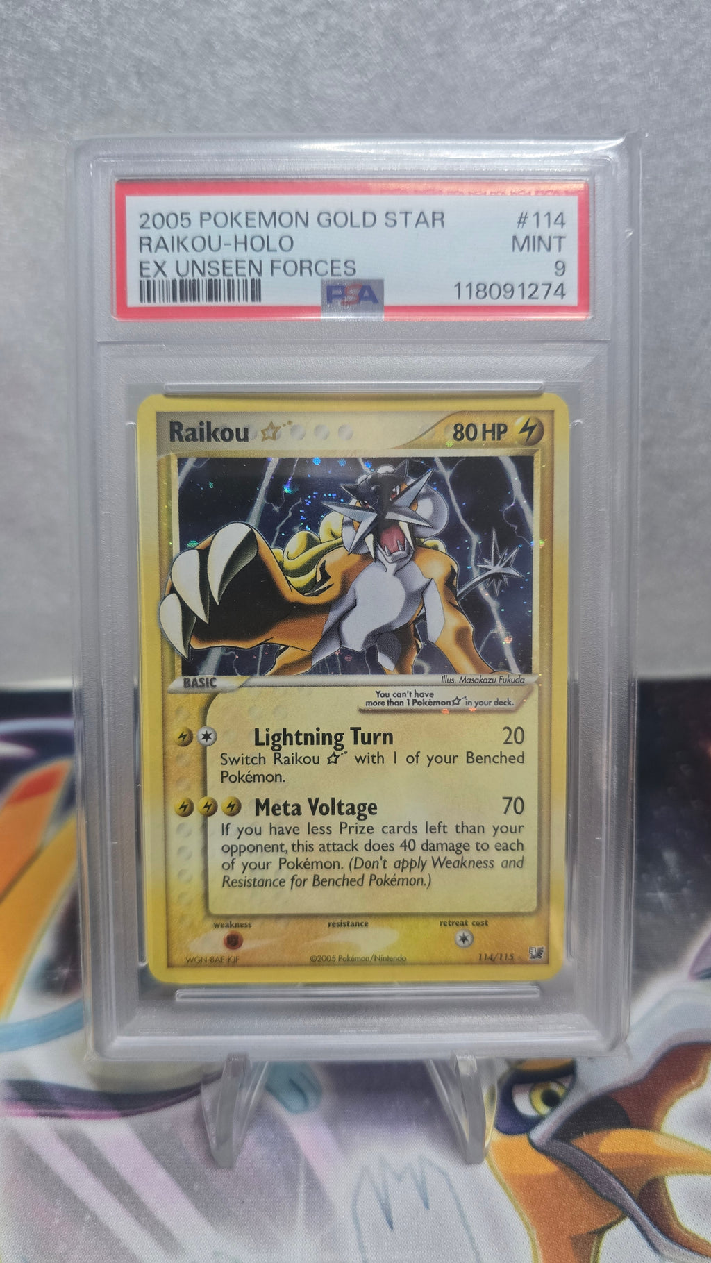 Raikou Gold Star ☆ - PSA 9 MINT - EX Unseen Forces #114/115
