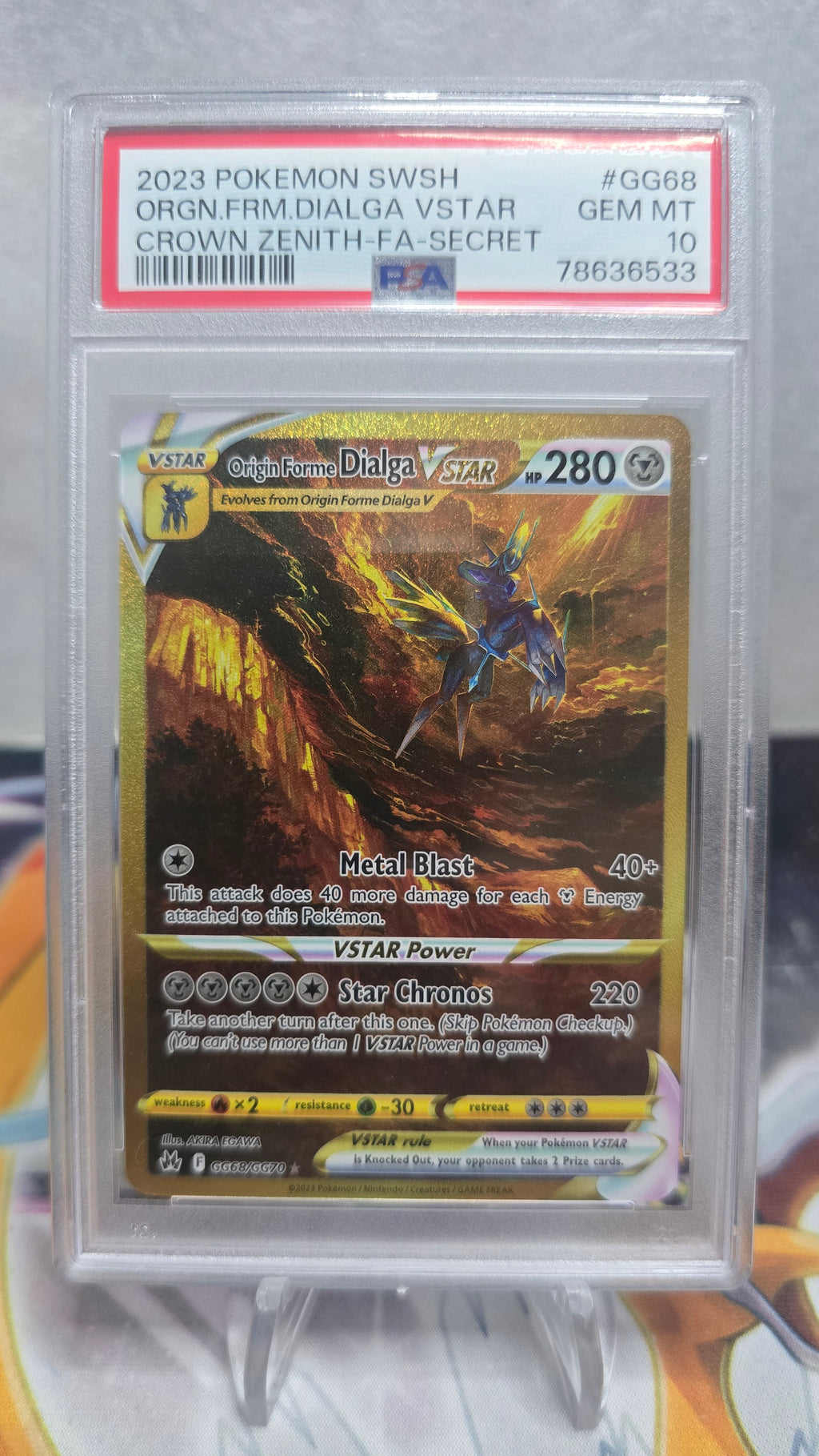 Origin Forme Dialga VSTAR - Full Art Secret - PSA 10 GEM MINT - Crown Zenith Galarian Gallery #GG68